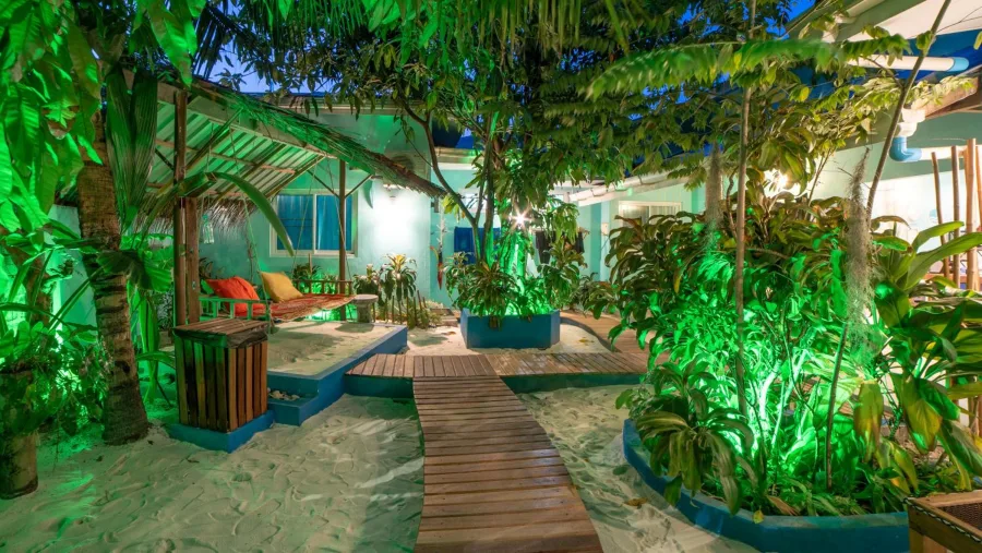 Garden area at SeaLaVie Inn on Ukulhas Island, Maldives